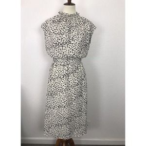 Banana Republic Multicolor Print Ruffled Neck Fit Flare Dress